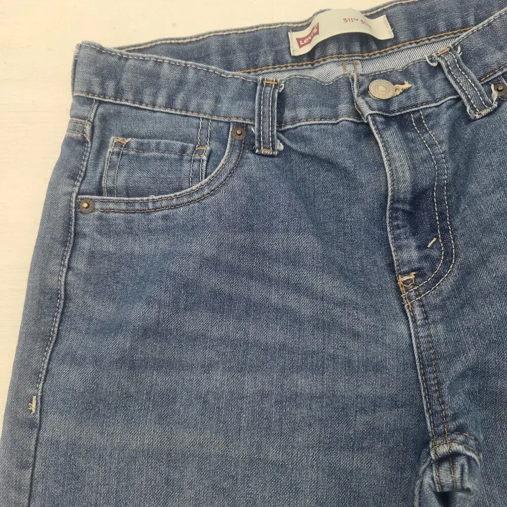 Levi's 511 Dark Blue Wash Jeans Size 29 x 31 18 REG Slim Fit Adjustable Waist